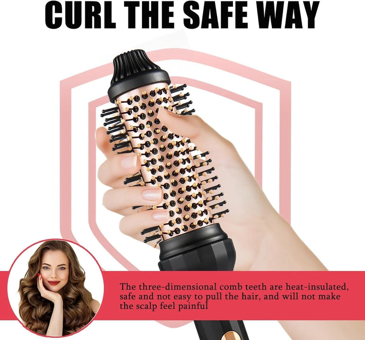 Thermal Brush - YANISTA 4 in 1 Hair Care Brush with 40mm Diameter, Ionic Technology, Anti-Burn Comb, and 3 Temperature Levels for Different Hair Types, Ideal for Creating Natural Curls.