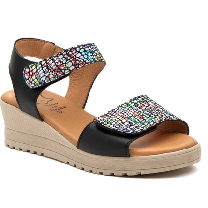 Women's wedge sandals with velcro made in spain model e647 sizes 36 to 41 high style PlatiNum