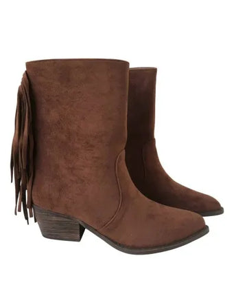 Fringe heel boot suede 11468