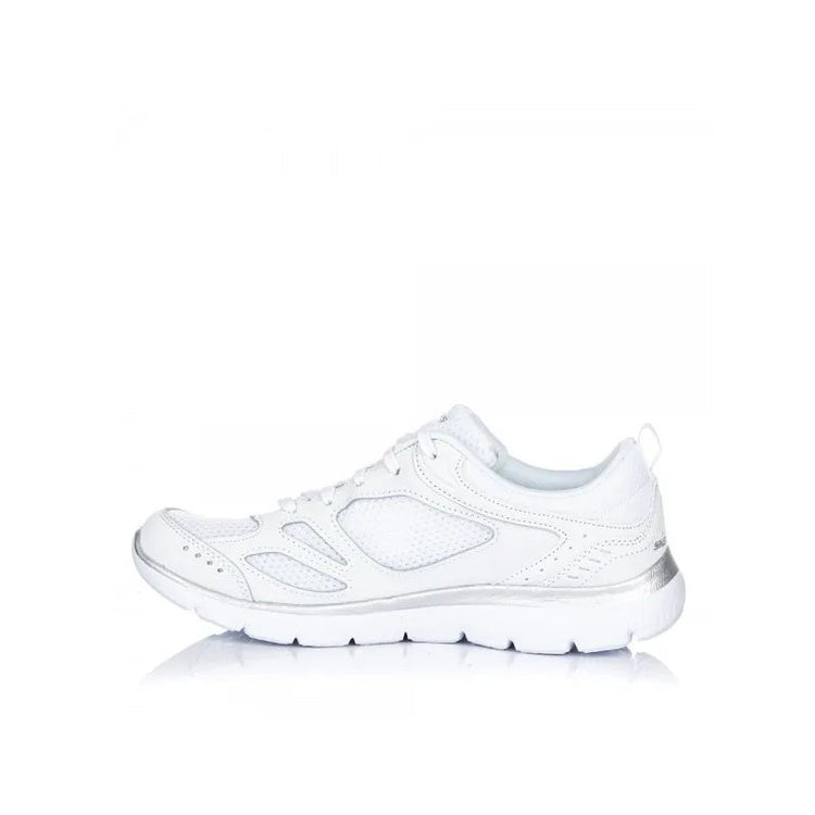 Skechers Women's Sneakers SKECHERS 12982 in White, featuring lightweight cushioned sole for all-day comfort, breathable upper for perfect fit, and durable construction for lasting use, ideal for casual or sporty looks. PlatiNum