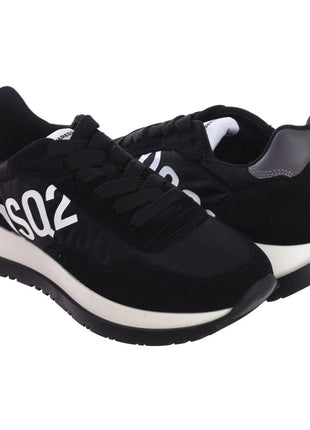 Dsquared2 Women's Running Sneakers SNW0212-01601681, breathable medium height shoes made with leather and textile for comfort, lace-up design perfect for casual and urban looks. PlatiNum