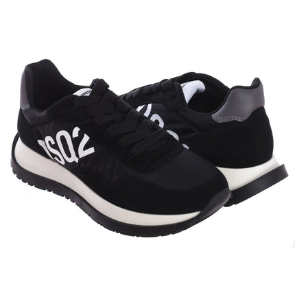 Dsquared2 Women's Running Sneakers SNW0212-01601681, breathable medium height shoes made with leather and textile for comfort, lace-up design perfect for casual and urban looks. PlatiNum