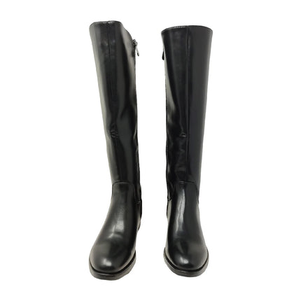 Women's knee-high riding boots with 3.5 cm low heel - evazorteon
