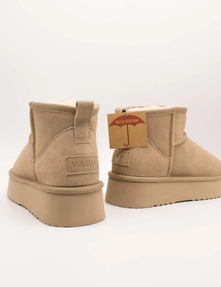 Varm mores d8 mini beige suede ankle boot for women