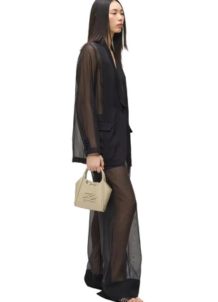 KARL LAGERFELD Mini Tote Bag K/Autograph con toppa beige