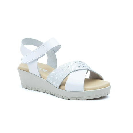 Women's wedge sandals with velcro and metallic detail made in spain model 3136 sizes 36 to 41 jam PlatiNum