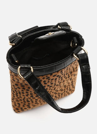 Borsa a mano Samira con stampa animalier piccola e tracolla ED rimovibile. Tasca per il denaro Misako