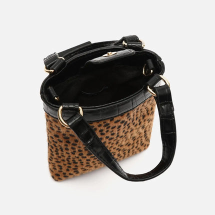 Borsa a mano Samira con stampa animalier piccola e tracolla ED rimovibile. Tasca per il denaro Misako