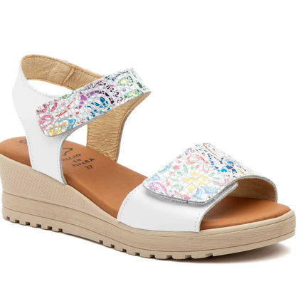 Women's wedge sandals with velcro made in spain model e647 sizes 36 to 41 high style PlatiNum