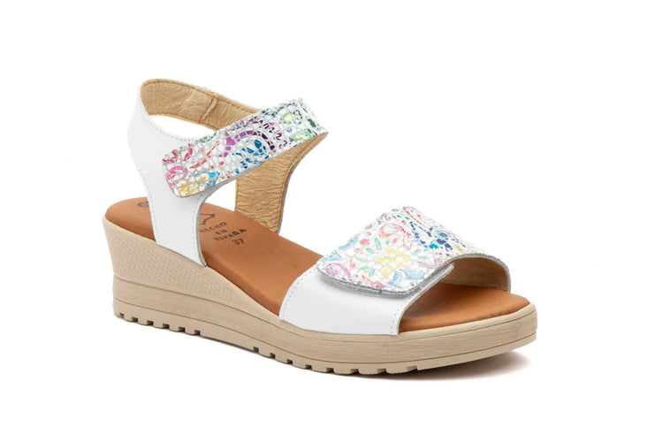 Women's wedge sandals with velcro made in spain model e647 sizes 36 to 41 high style PlatiNum