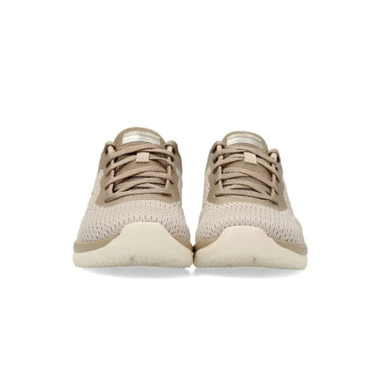 Skechers Bountiful-quick Path Women's Sneakers in Taupe, featuring breathable mesh, lightweight cushioning for all-day comfort, and a modern design perfect for any outfit. Ideal women's footwear for walking and casual wear. PlatiNum