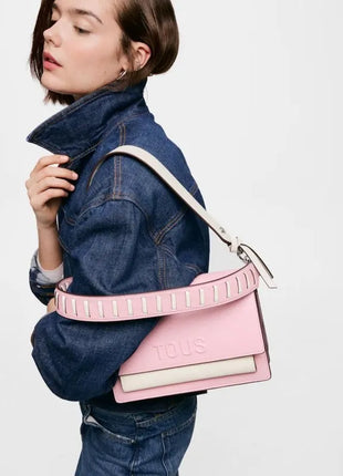Borsa a tracolla media Tous Audree Saffiano rosa 2002358213