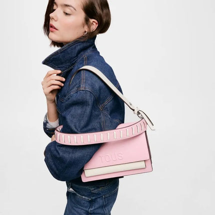 Borsa a tracolla media Tous Audree Saffiano rosa 2002358213