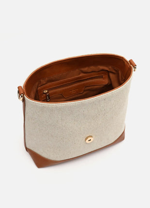 Borsa a spalla effetto rafia Sora con tracolla removibile Raffia / Playa Misako