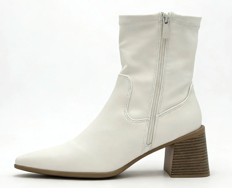 Mid-wide heel ankle boot with side closure for women - lantian