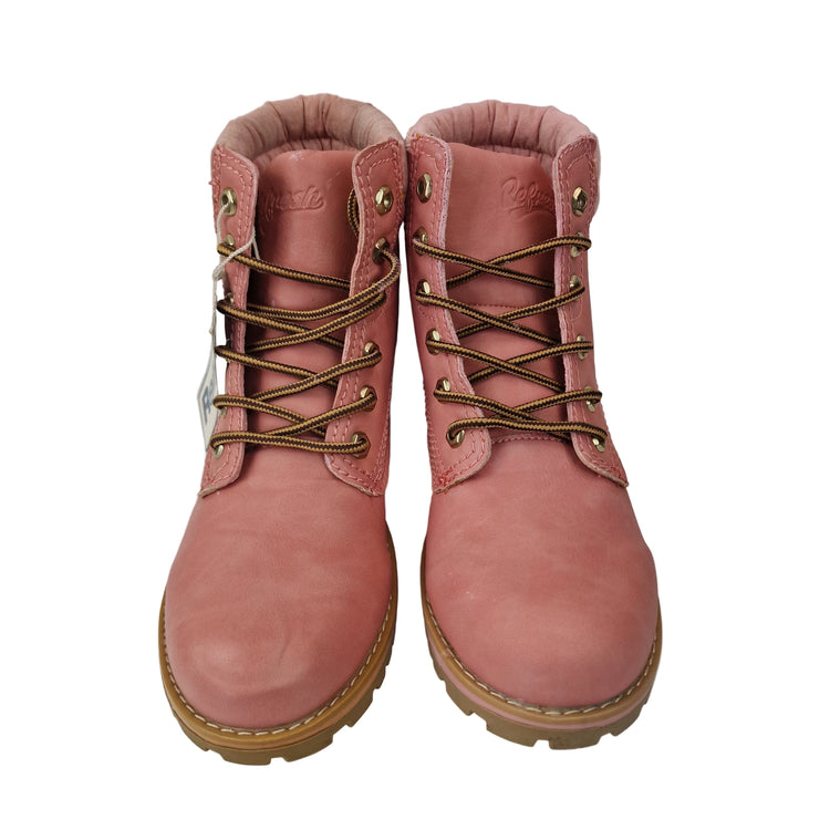 Refresh women's mountain boots pink color military casual boot track sole caramel laces leather insole padded collar comfort pasarela concept