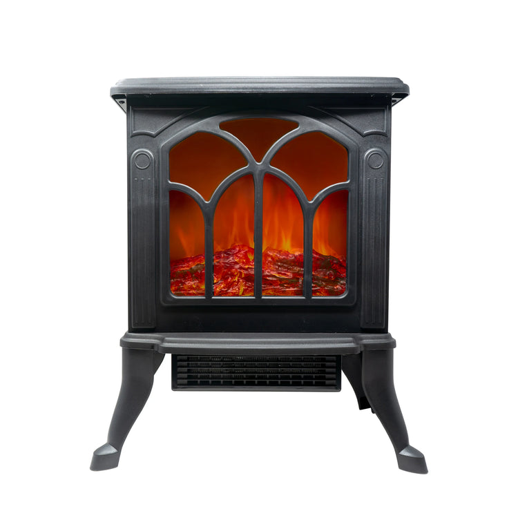 Jocca 1500W Electric Fireplace Heater with PTC Technology, Adjustable Thermostat, Safety Features, and Realistic LED Flame for Instant Heating and Home Decoration