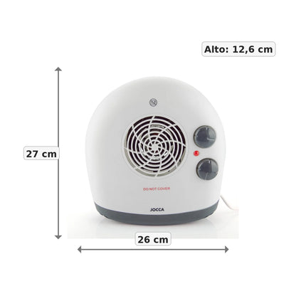 Jocca 2000w portable electric heater with thermostat, heat and fan function, fast and uniform heat, low consumption, non-slip feet, automatic shutdown, indicator light, ideal for maintaining a stable temperature in any room.