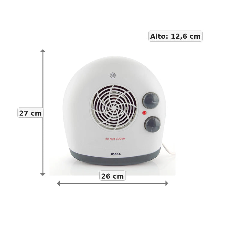Jocca 2000w portable electric heater with thermostat, heat and fan function, fast and uniform heat, low consumption, non-slip feet, automatic shutdown, indicator light, ideal for maintaining a stable temperature in any room.