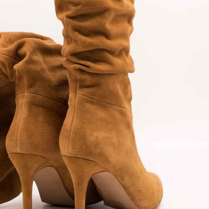 Exe women's high boots exé diana-120 camel suede leather high heel
