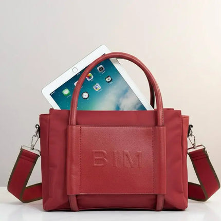 Borsa da donna in nylon e ecopelle |   Borsa shopper con manico lungo |   Ideale per tablet e uso quotidiano