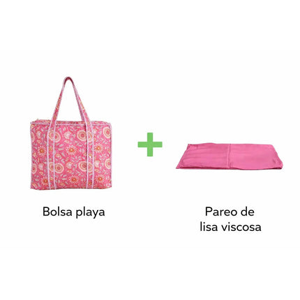 Beach bag, pool bag, padded bag with Indian floral print. Block print.