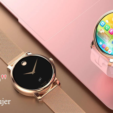 Smartwatch da donna IP68, modello 2025 con schermo AMOLED da 1,43", chiamate Bluetooth, oltre 120 sport disponibili, monitoraggio frequenza cardiaca, SpO2, pressione sanguigna e sonno. Smartwatch per Android e iOS. platinumshop