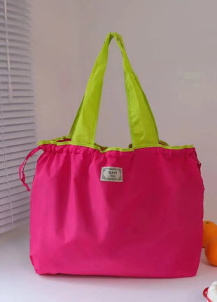 Borsa per la spesa grande pieghevole MIGLIORATA con coulisse in tinta unita, dimensioni 53 * 44 cm
