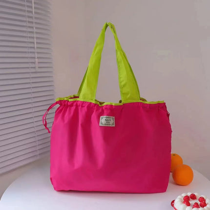 Borsa per la spesa grande pieghevole MIGLIORATA con coulisse in tinta unita, dimensioni 53 * 44 cm