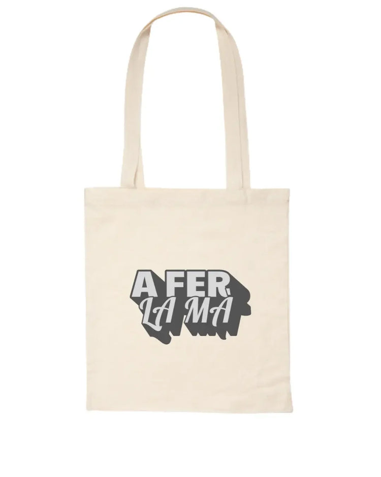 Borsa tote A fer la mà realizzata in tessuto naturale con stampa DTF, borsa originale con frase valenciana e design divertente LA FLAMA ESTUDI