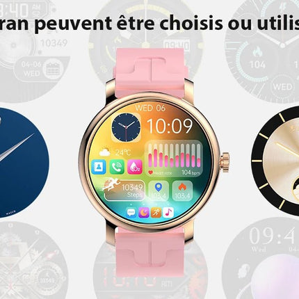 Smartwatch da donna IP68, modello 2025 con schermo AMOLED da 1,43", chiamate Bluetooth, oltre 120 sport disponibili, monitoraggio frequenza cardiaca, SpO2, pressione sanguigna e sonno. Smartwatch per Android e iOS. platinumshop