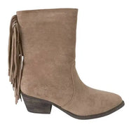 Fringe heel boot suede 11468