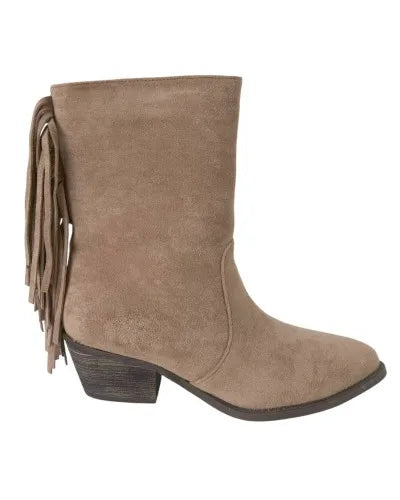 Fringe heel boot suede 11468