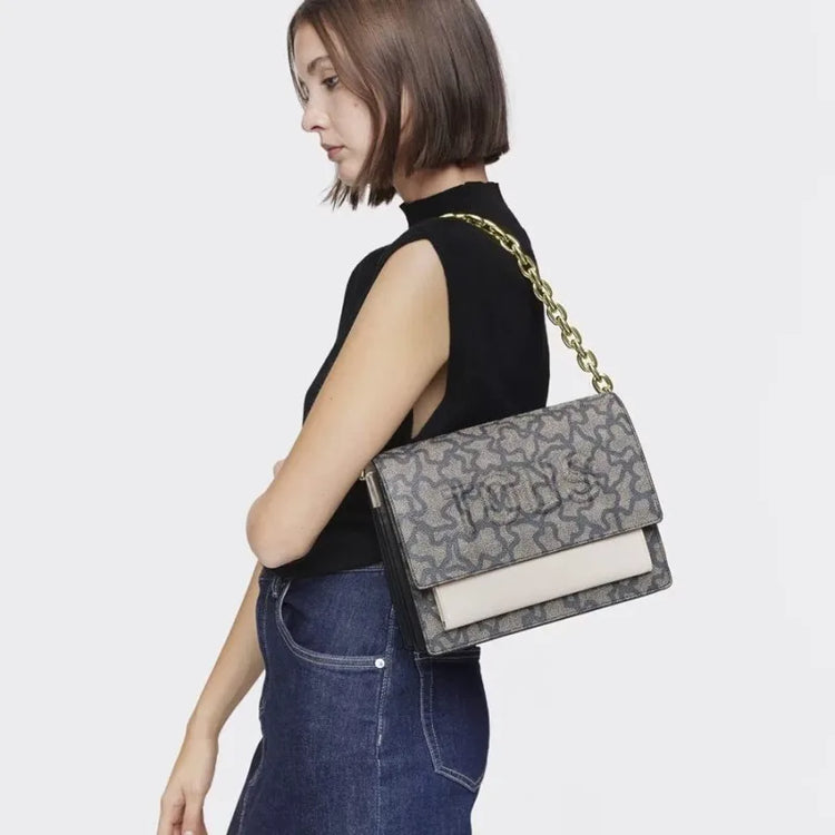 Borsa a tracolla Tous Medium Audree Chain Black Kaos Icon 2001799559