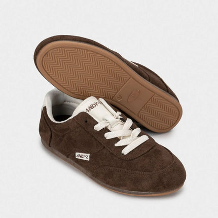 Retro women's shoes, ANDY-Z 8015 BROWN casual sneakers with lace-up closure, thin sole, and versatile fit, perfect for casual occasions, comfortable footwear for spring and autumn. PlatiNum