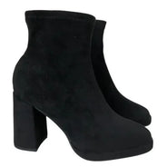 Platform heel boot with elastic suede 11526