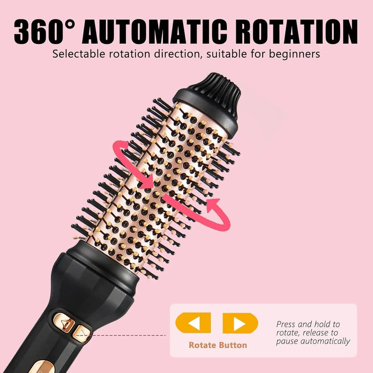 Thermal Brush - YANISTA 4 in 1 Hair Care Brush with 40mm Diameter, Ionic Technology, Anti-Burn Comb, and 3 Temperature Levels for Different Hair Types, Ideal for Creating Natural Curls.