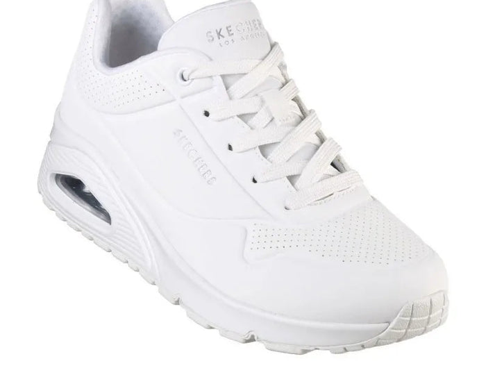 SKECHERS 73690 Women's Sneakers White - Comfortable footwear with a soft, impact-absorbing insole and ergonomic fit, perfect for casual and sporty looks. PlatiNum