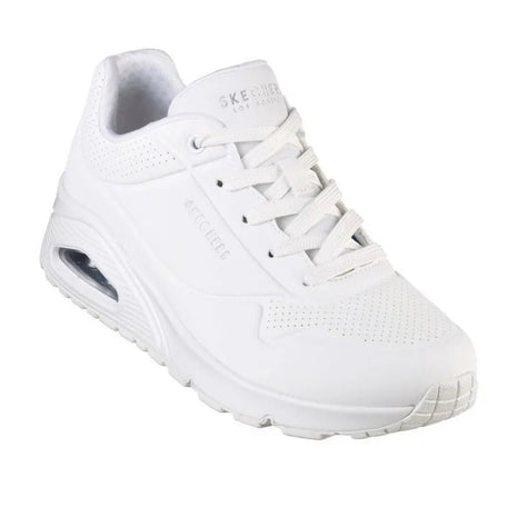 SKECHERS 73690 Women's Sneakers White - Comfortable footwear with a soft, impact-absorbing insole and ergonomic fit, perfect for casual and sporty looks. PlatiNum