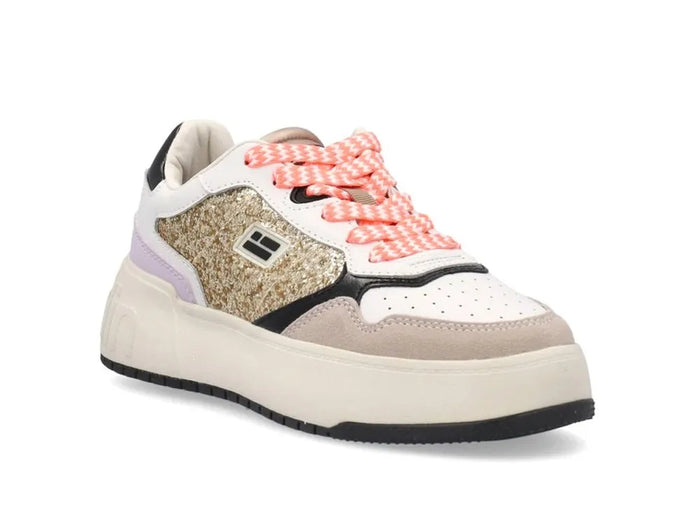 Metalized D.FRANKLIN DFSH321089 Sneakers for Women, comfortable footwear with a flat platform sole, perfect for spring and casual outings. PlatiNum