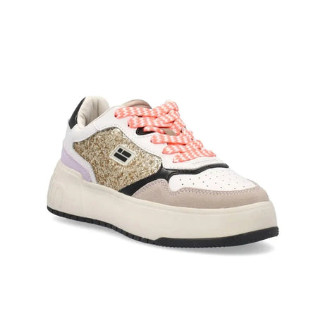 Metalized D.FRANKLIN DFSH321089 Sneakers for Women, comfortable footwear with a flat platform sole, perfect for spring and casual outings. PlatiNum