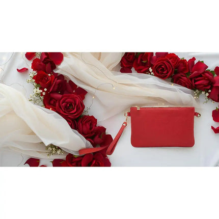 Pochette da Donna in Vera Pelle Made in Italy Mini Borsa a Mano con Tracolla e Bracciale - Mya di Mauro Pelletteria