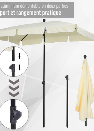 Outsunny Ombrellone da giardino rettangolare dritto inclinabile in alluminio e poliestere ad alta densità 2 x m 1,3 beige chiaro