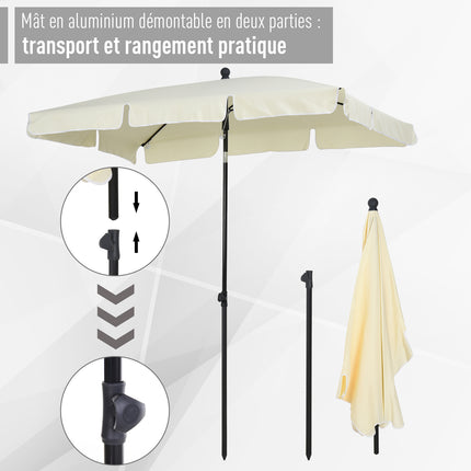 Outsunny Rectangular Straight Tilt Garden Parasol in Aluminum and High-Density Polyester 2 x 1.3 m Light Beige