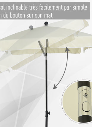 Outsunny Ombrellone da giardino rettangolare dritto inclinabile in alluminio e poliestere ad alta densità 2 x m 1,3 beige chiaro