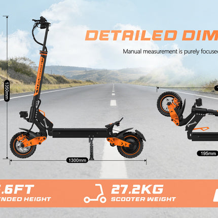 Monopattino Elettrico SUMEIDE LIT-Z1 – Motore 800W, Batteria 48V 15.6Ah, Freni a Disco, Design Pieghevole – Arancione