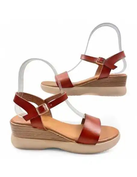 Timbos women's comfortable wedge sandal camel 131451 PlatiNum