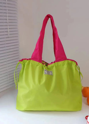 Borsa per la spesa grande pieghevole MIGLIORATA con coulisse in tinta unita, dimensioni 53 * 44 cm