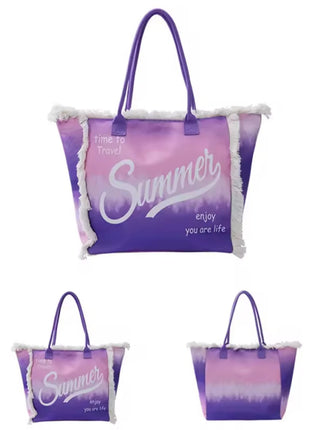 MIGLIORATA borsa da spiaggia o da piscina con stampe frasi colorate |   MISURA modello estivo 55 cm × 37 cm × 19 cm