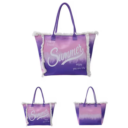 MIGLIORATA borsa da spiaggia o da piscina con stampe frasi colorate |   MISURA modello estivo 55 cm × 37 cm × 19 cm